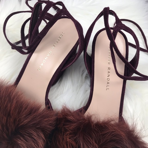 Loeffler Randall Nicky Fur Suede Sandals - Picture 4 of 8